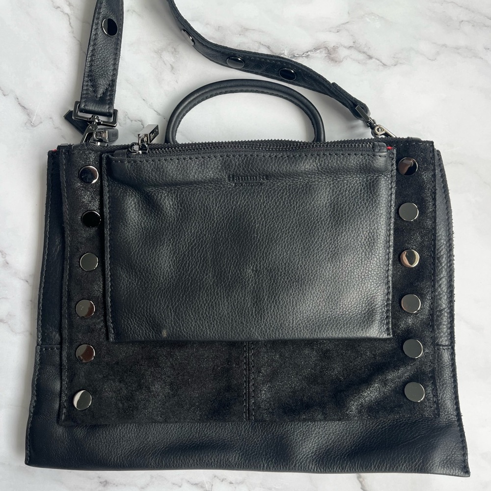 Hammitt Black Leather & Suede Convertible Crossbody Bag